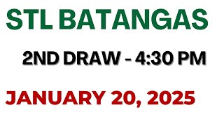 STL  batangas draw result today live 4:30 PM | January 20 2025  4:30 PM draw