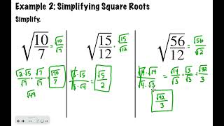 Algebra Concepts Lesson 8-5: Simplifying Radicals Day 2