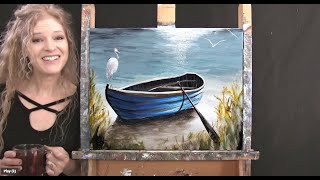 Learn How to Paint "BEACH BOAT AND BIRDS" with Acrylic Paint - Paint & Sip at Home - Easy Tutorial