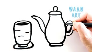 Drawing cartoon | Ceramic Tea Pot วาดรูปถ้วยกาน้ำชา