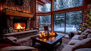 Amazing Winter Scenery: Fire Sounds and Soft Snowfall Outside the Window Provide Perfect Relaxation