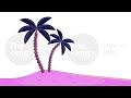 palm trees sunset beach line 2d object animation