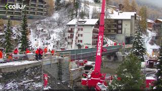 Matterhorn Gotthard Bahn Baustelle Getwing Brücke Ab- und Aufbau