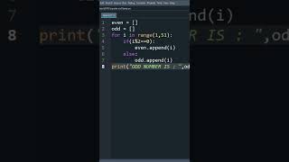 Find Odd even number in 1 to 50 numbers #python #programming