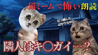 【猫ミーム×ホラー朗読】新婚さんが越してきた場所は、恐怖の隣人が住む家…隣人は…キ〇ガイ…？#猫マニ #怖い話 #体験談