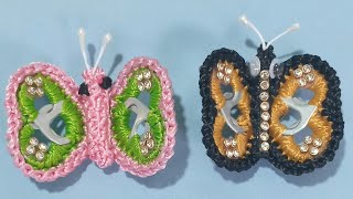 CHAVEIRINHO DE CROCHÊ BORBOLETA COM LACRES 🦋 | Valdenete crochê artes e reciclagem