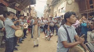 Pakko manandhar khala in khokana. Gunla bajan