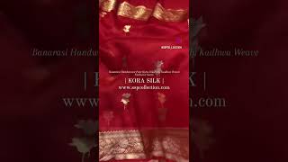 Red Banarasi Handwoven Pure Kora Silk Saree.