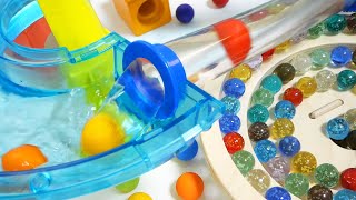 Marble Run Race ASMR ☆ Rising marble balls \u0026 wooden spiral slope