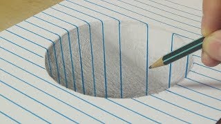 Round Hole Drawing Trick Art With Graphite Pencil