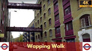 Wapping Walk | Every Tube Station in London! | East London| Virtual Walking Tour | 4K | Here We Go