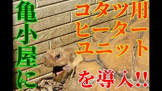 屋外飼育環境の冬の寒さ対策でケヅメリクガメの小屋にコタツ用ヒーターユニットを導入しました!!　Geochelone sulcata　非洲鞭龟　अफ्रीकी प्रेरित कछुआ