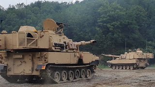 1개 여단 전력이 한국군 1개 기계화사단과 맞먹는 주한미군! 주한미군 M109A6 팔리딘 자주포, M2A3 브레들리 보병전투장갑차 실사격 훈련