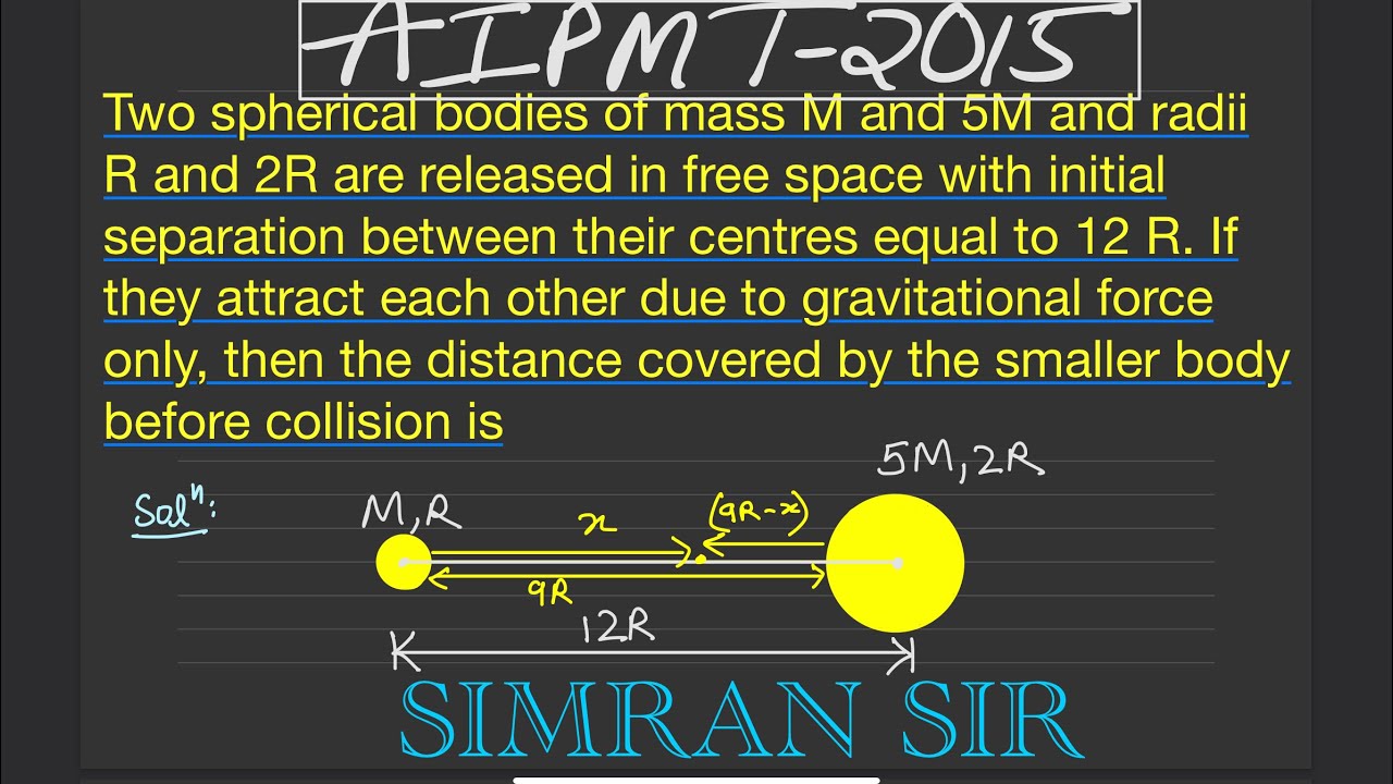 Two Spherical Bodies Of Mass M And 5M And Radii R And 2R Are Released ...