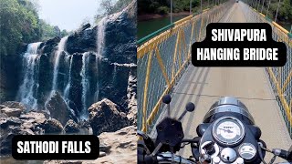 Sathodi Falls | Shivapura Hanging Bridge | Pure bliss to ride on it | In Kannada