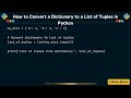 How to Convert a Dictionary to a List of Tuples in Python