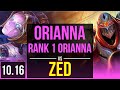 ORIANNA vs ZED (MID) | Rank 1 Orianna, Rank 12, Triple Kill, KDA 17/3/2 | EUW Challenger | v10.16