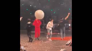 jungkook really Kicked the balloon at jimin face🤣& then kookie smile😍💜 #Jikook #jk😍 #ptd_on_stage_la