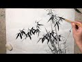 谷僧墨竹构图100例 27chinese painting bamboo，风竹作品一幅，清新雅致、韵足格高啊！