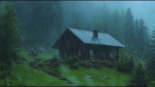 Relieve Stress to Sleep Now with Heavy Rain \u0026 Furious Thunder Sounds on a Rusty Forest Roof at Night