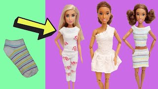 How to Make BARBIE Dress with Socks | DIY Barbie Clothes Hacks