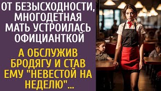 Отчаявшись, многодетная мать стала официанткой… А обслужив бродягу и став ему \