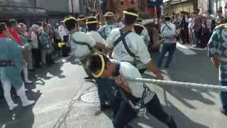 佐原の大祭 秋祭り2014　中日　山車１４台揃い曳き出発　西関戸の山車　香取街道　00151