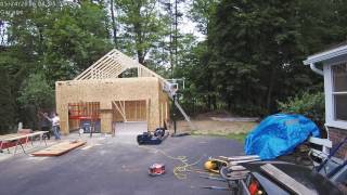 24x24x12 Garage Attic Truss Installation Time Lapse