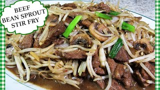 Beef Steak Mushroom Bean Sprouts Stir Fry Recipe | SECRET INGREDIENT!