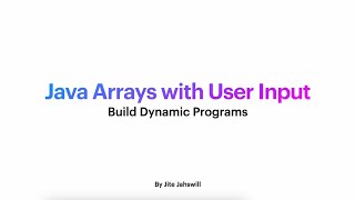 Java for Beginners | Java Arrays With User Input | Learn Java Programming Easily