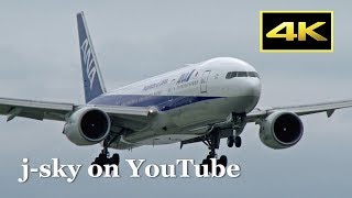 [4K] 羽田空港 立入禁止区域 C滑走路横 ANA Boeing 777-200/ER 着陸シーン / Tokyo Haneda Airport