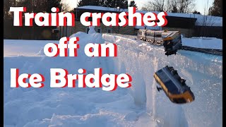 Lego Train Crashes from Ice Bridge