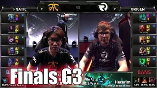 Fnatic vs Origen | Game 3 Grand Finals S5 EU LCS Summer 2015 Playoffs | FNC vs OG G3 Finals