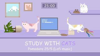 Study with Cats 📚 Pomodoro Timer 25/5 x Animation | For your relaxing study session | Lofi bgm💜