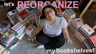 decluttering \u0026 reorganizing my messy bookshelves 📖🧹🫧