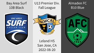 Bay Area Surf 10B Black 3-1 Almaden FC B10 Blue | NorCal U13 Premier | 2022-08-20 | HL