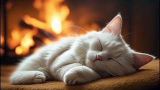 Cozy fireplace and purr sound to lull you to sleep - ASMR Relaxing sound for sleep ambience #00036