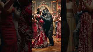 Unexpected Dance Partner: Gorilla Steals the Show at Glamorous Party!