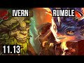 IVERN vs RUMBLE (JUNGLE) | Rank 1 Ivern, 3/0/12, 400+ games, 1.0M mastery | KR Challenger | v11.13