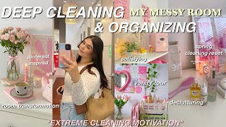 DEEP CLEANING & ORGANIZING MY ROOM  🧼 decluttering, cleaning motivation & spring cleaning