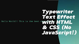 Typewriter Text Effect with HTML & CSS (No JavaScript!)