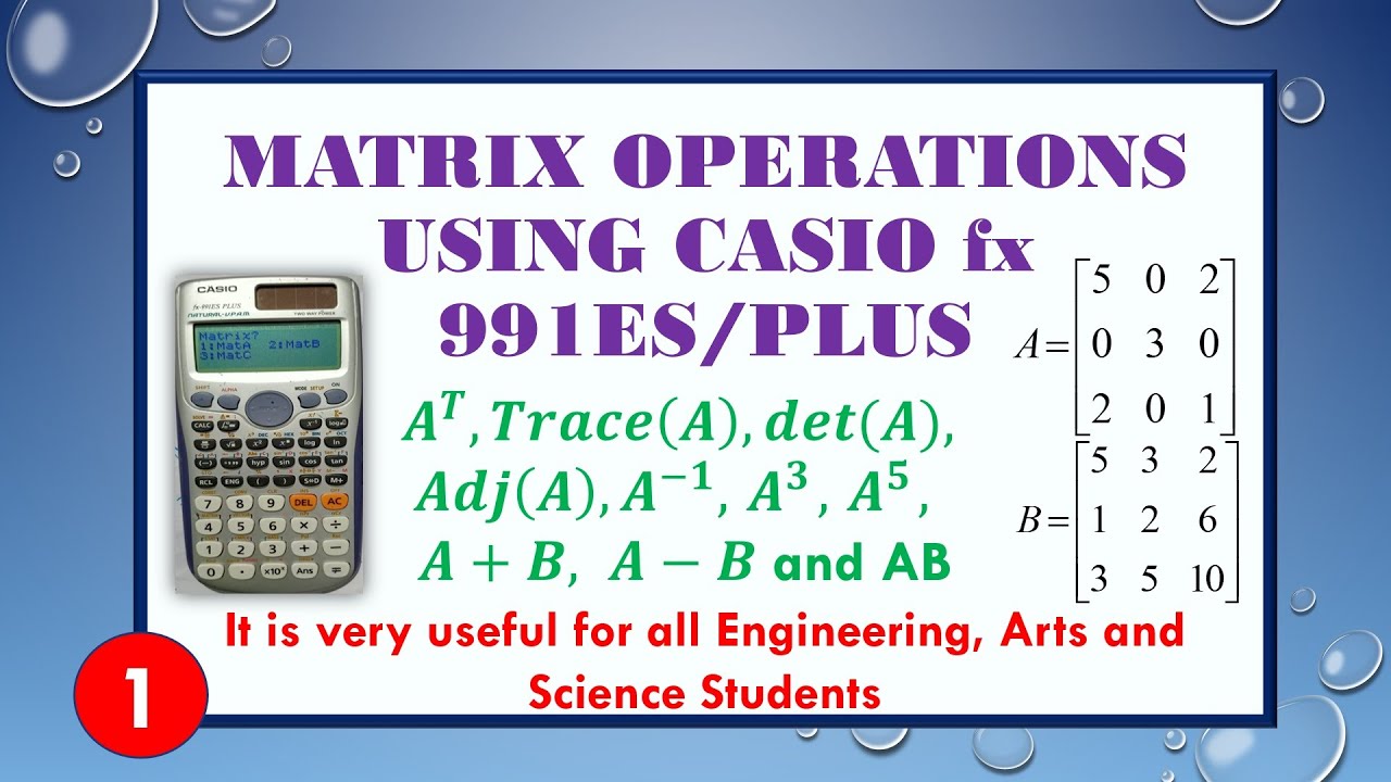 Matrix Operations Using Casio Fx 991ES Plus || Inverse || Determinant ...