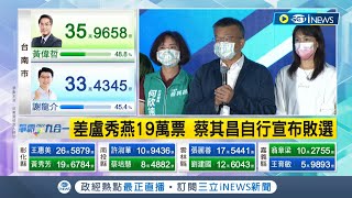 #iNEWS最新 未來還是會在台中! 蔡其昌宣布敗選恭喜盧秀燕 並感謝選民的支持照顧! 盼未來盧秀燕連任可以善待台中市民│【台灣要聞】20221126│三立iNEWS