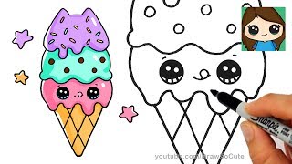 How to Draw Ice Cream Cone Easy | Pusheen