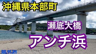 22.11.21 沖縄県本部町瀬底島【アンチ浜】ブルーの魚が多い場所です　瀬底大橋の下にあり便利ビーチ