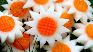 Art In Vegetable White SunFlowers | Vegetable Carving Garnish | Party Garnishing | Italypaul.co.uk