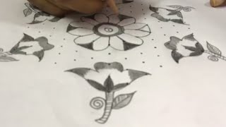 13-7 dots flowers rangoli design |  13 dots muggulu |  festivals rangoli design