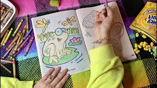 ASMR Crayon rummaging & Coloring! (Unintelligible whispers~pop rocks~chewing gum) ~Not a VoiceOver~