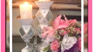 Dollar Tree DIY Glam Candle Holders Inexpensive Fab Bling Out Home Decor Creating Elegance For Less