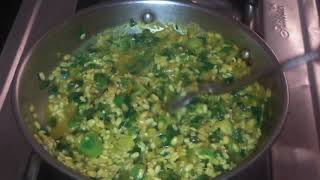 લીલા કાંદા અને મગની દાળનું પૌષ્ટિક શાક/green  onion and moong  dal sabji recipe